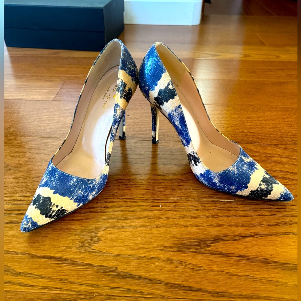 Beautiful Kate Spade Blue White Python Print Leat… - image 1